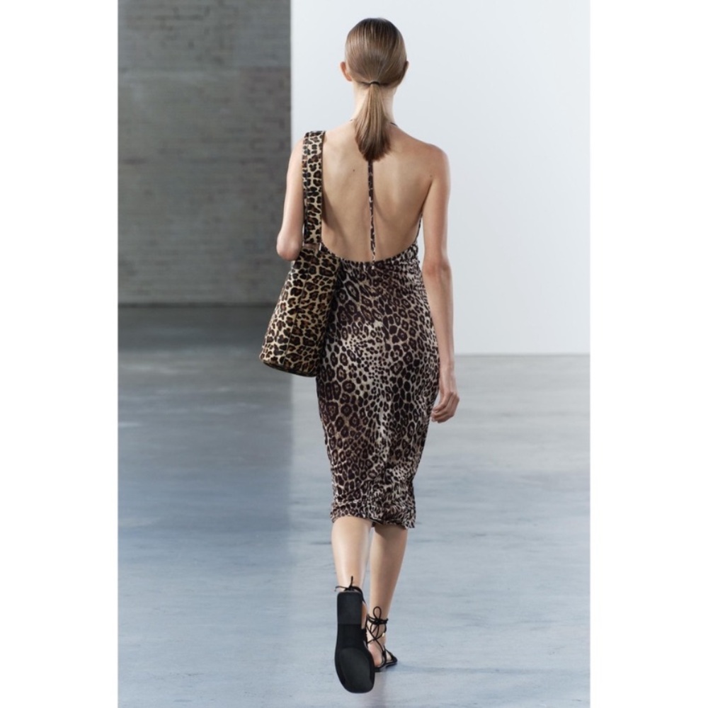 Zara leopard animal print draped midi dress - Picture 14 of 14